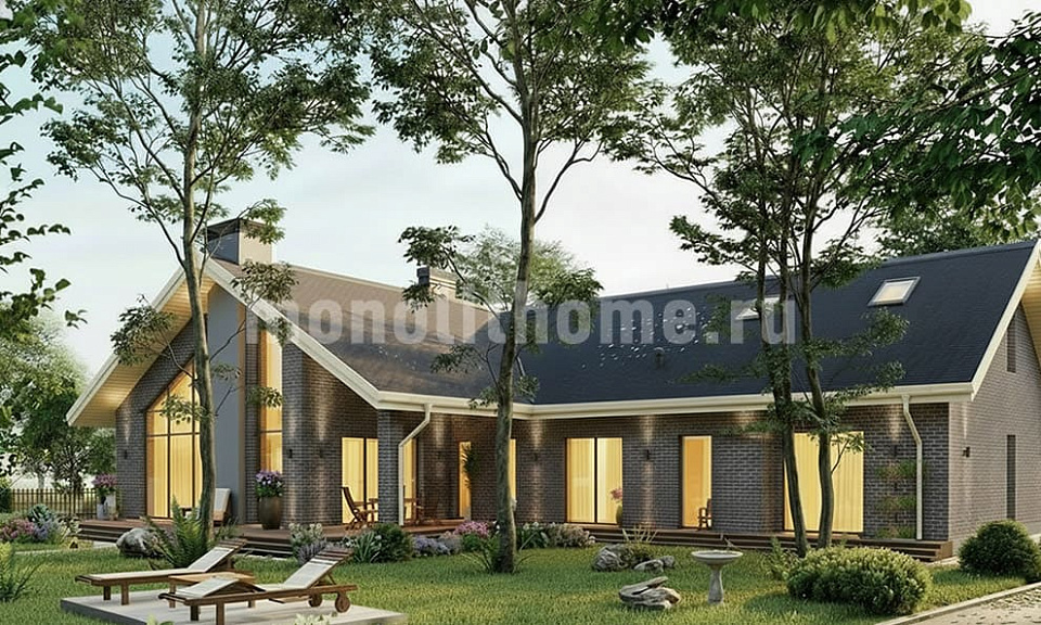 Дом из полистеролбетона Титан 2 одноэтажный с мансардой 15х15