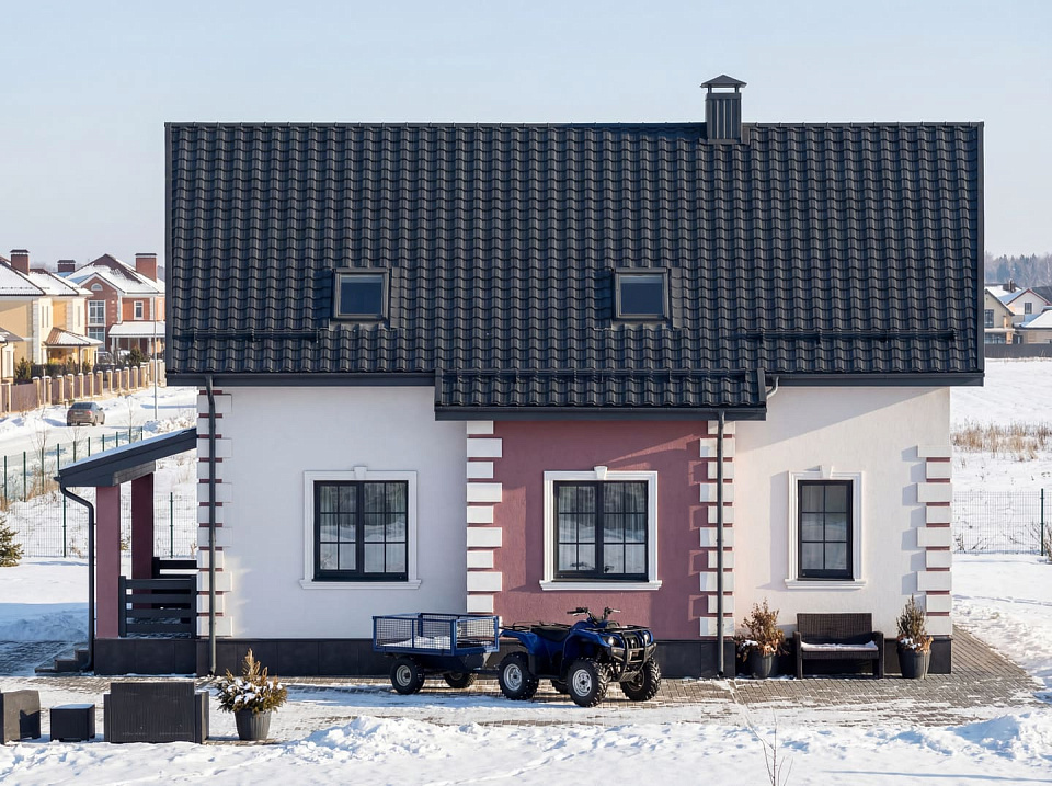 Дом из крупноформатных Слобода 4 одноэтажный с мансардой 12х12