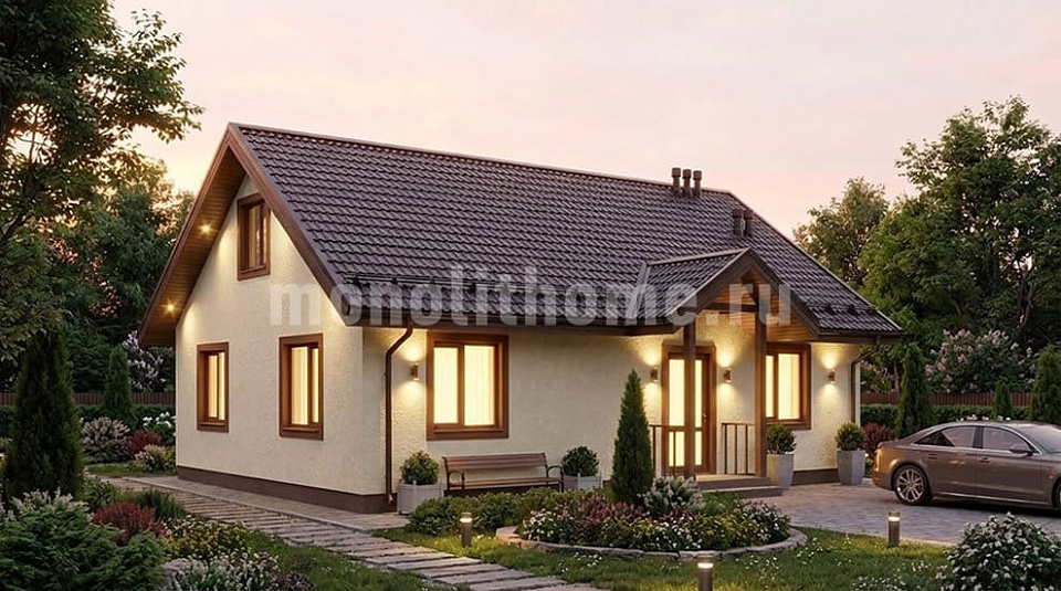 Дом из газосиликата Ландшафт 2 одноэтажный 8x12