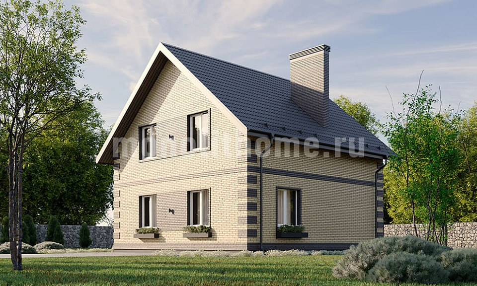 Дом из керамзитобетона Кедрон 2 одноэтажный с мансардой 9х9