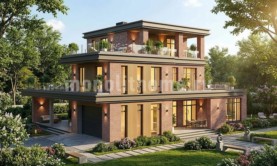 Дом из керамических блоков Нолис 2 трехэтажный 15х15