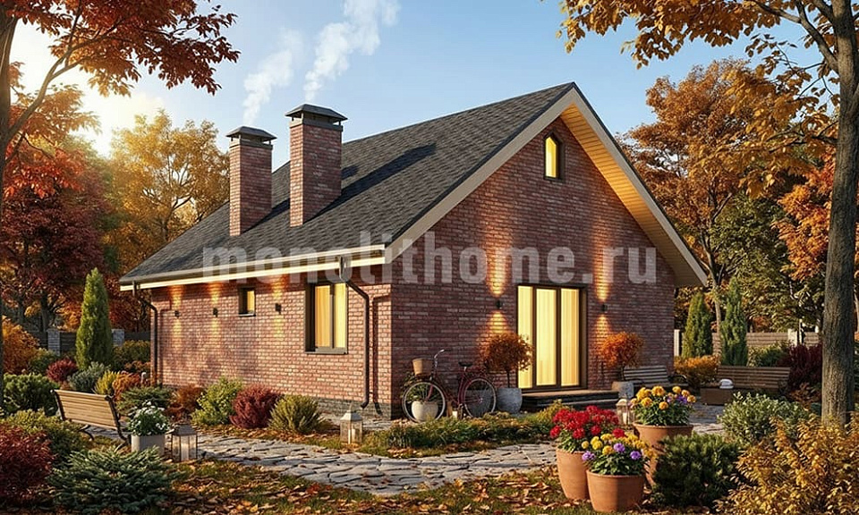 Дом из полистеролбетона Либер 2 одноэтажный 8x9