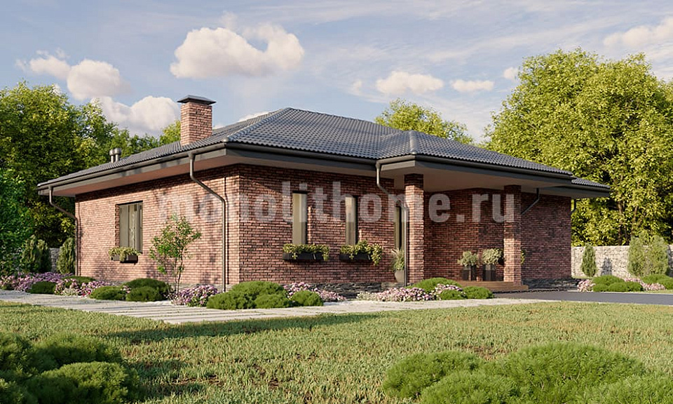 Дом из газобетона Айкон 2 одноэтажный 13х13