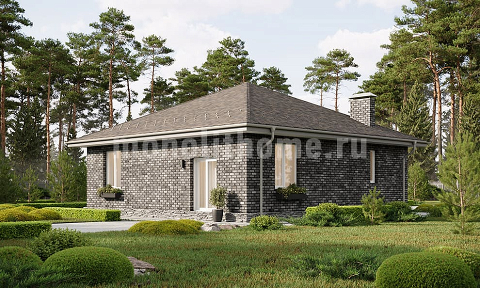 Дом из газобетона Акцент 4 одноэтажный 10х10