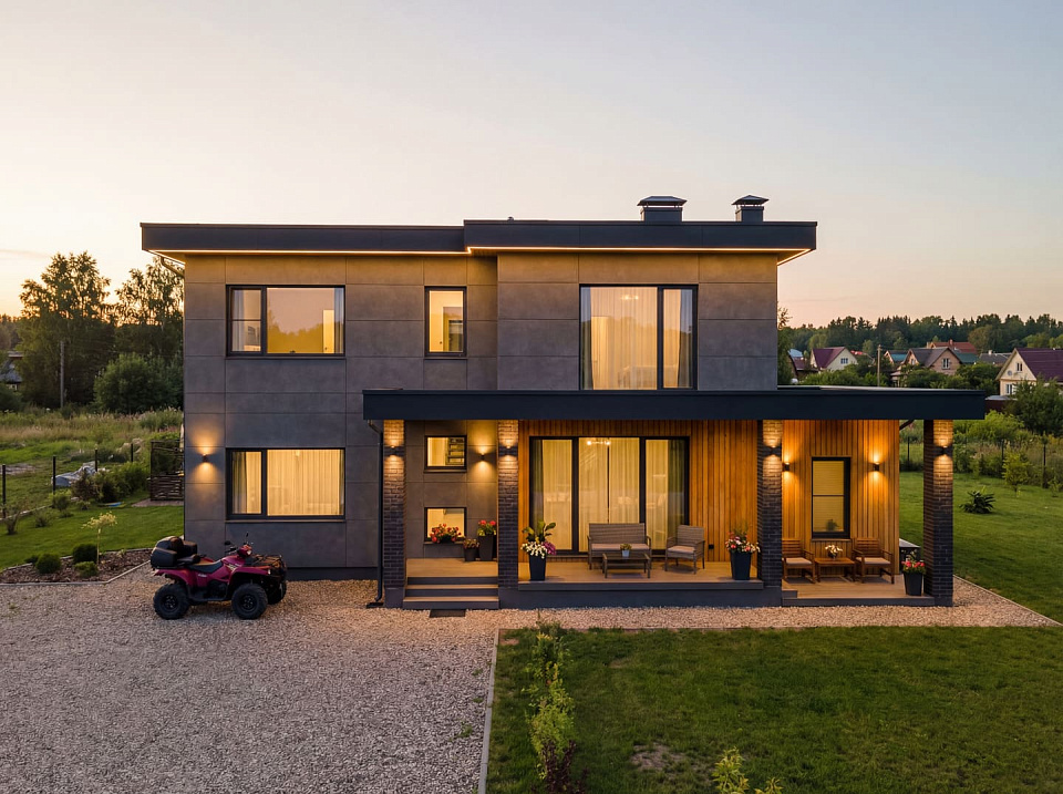 Дом из монолитного полистиролбетона Барвиха 5 двухэтажный 13х13