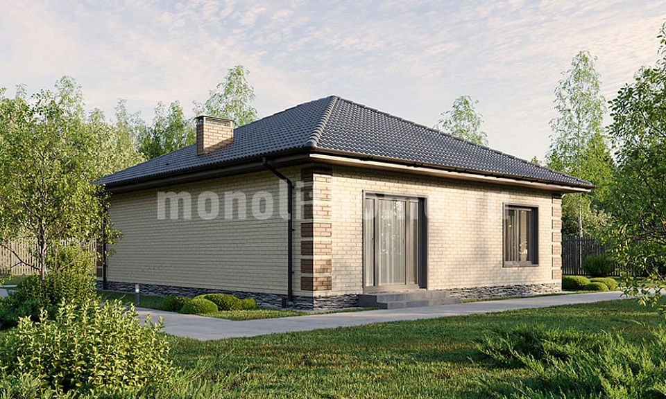 Дом из керамического кирпича Гранум 2 одноэтажный 13х13