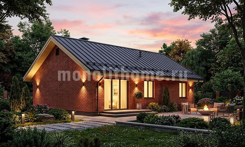 Дом из керамических блоков Валун 2 одноэтажный 9x12