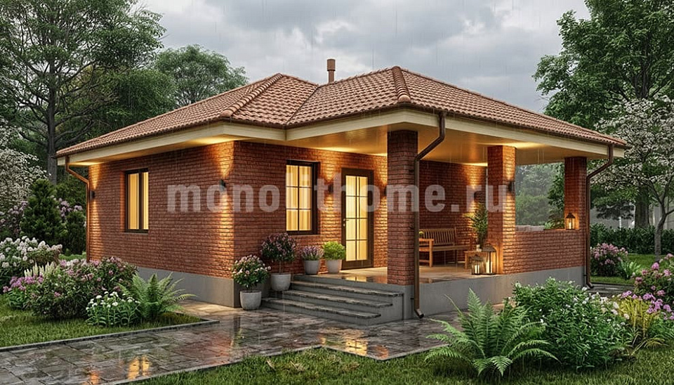 Дом из керамических блоков Вектор 2 одноэтажный 7x9