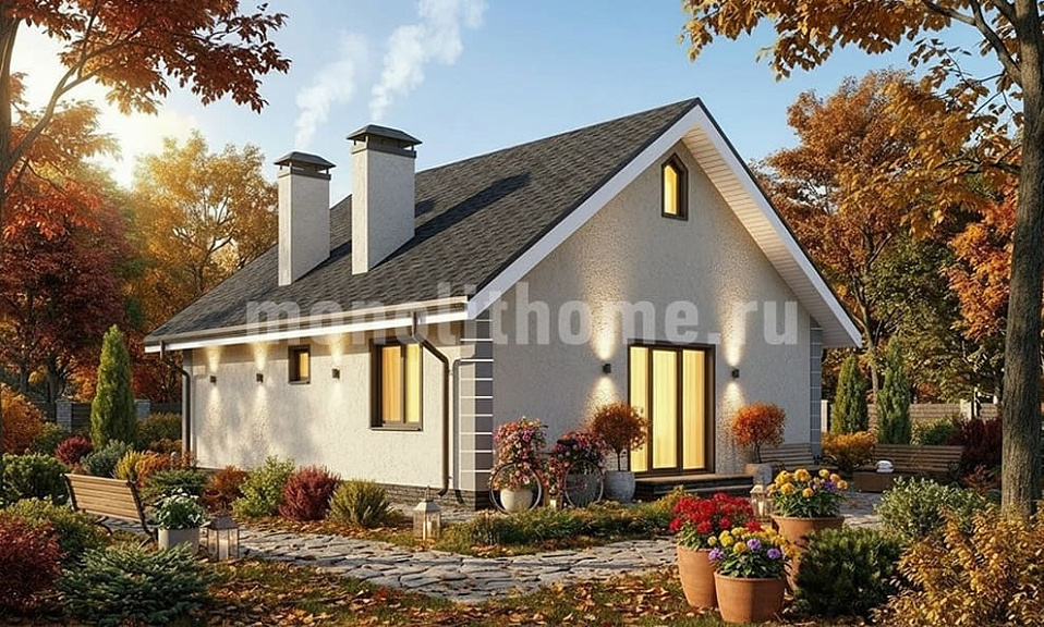 Дом из пеноблоков Баланс 2 одноэтажный 8x9