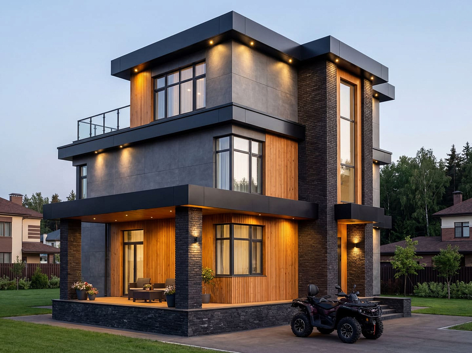 Дом из бетона Тарзан 3 трехэтажный 10x12