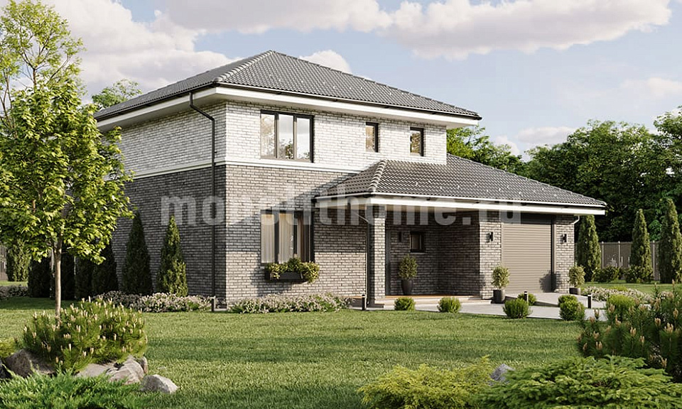 Дом из газобетона Авен 2 двухэтажный 12х12