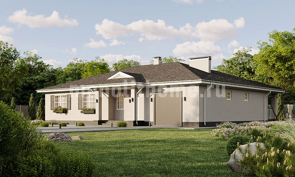 Дом из керамзитобетона Квадро 2 одноэтажный 15х15