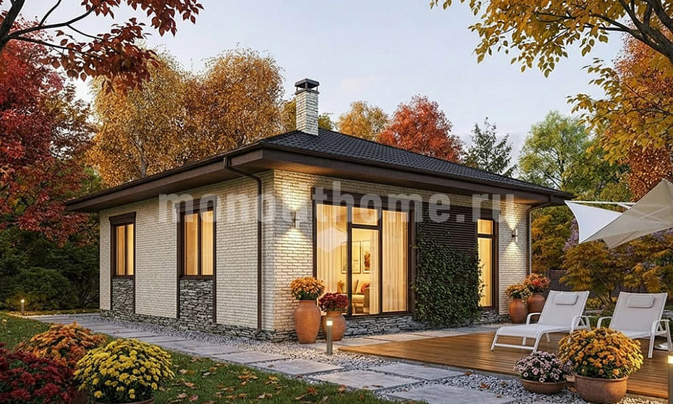 Дом из керамзитобетона Натура 2 одноэтажный 9x11