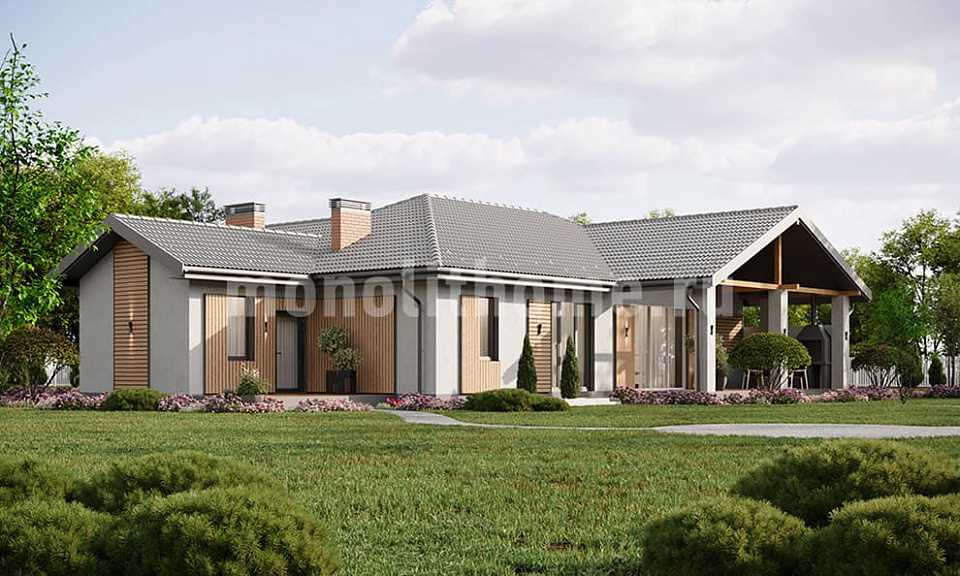 Дом из поризованного кирпича Вестар 2 одноэтажный 15х15