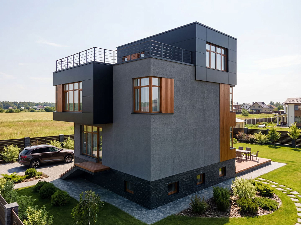 Дом из бетона Тарзан 2 трехэтажный 10x12