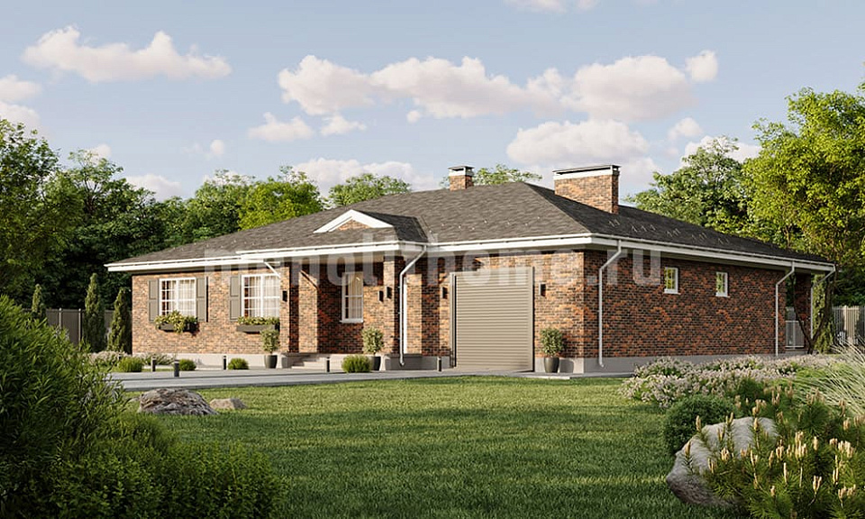 Дом из керамического кирпича Гранит 2 одноэтажный 15х15