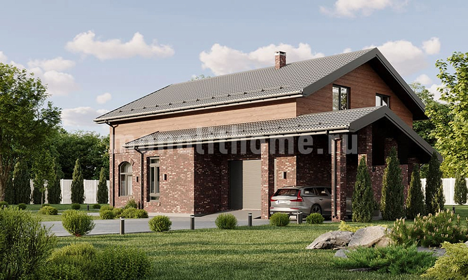 Дом из пеноблоков Бореал 2 одноэтажный с мансардой 15х15