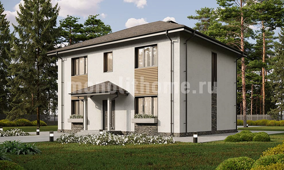 Дом из поризованного кирпича Калдис 2 двухэтажный 10x12