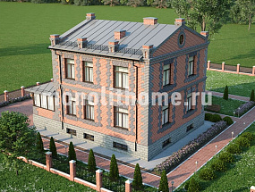 Проект дома с цокольным этажом и балконом