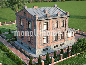 Проект дома с цокольным этажом и балконом