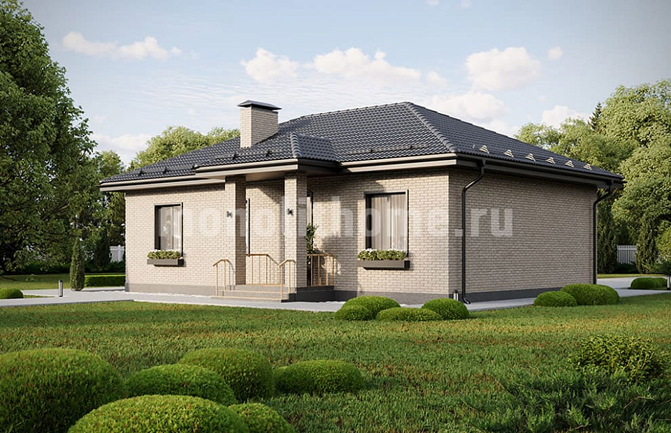 Дом из керамического кирпича Гармония 2 одноэтажный 12х12