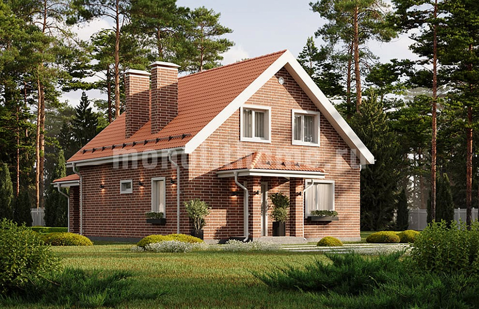 Дом из газобетона Айсберг 2 одноэтажный с мансардой 10x12