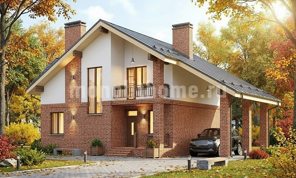 Дом из полистеролбетона Корвин 2 одноэтажный с мансардой 12х12