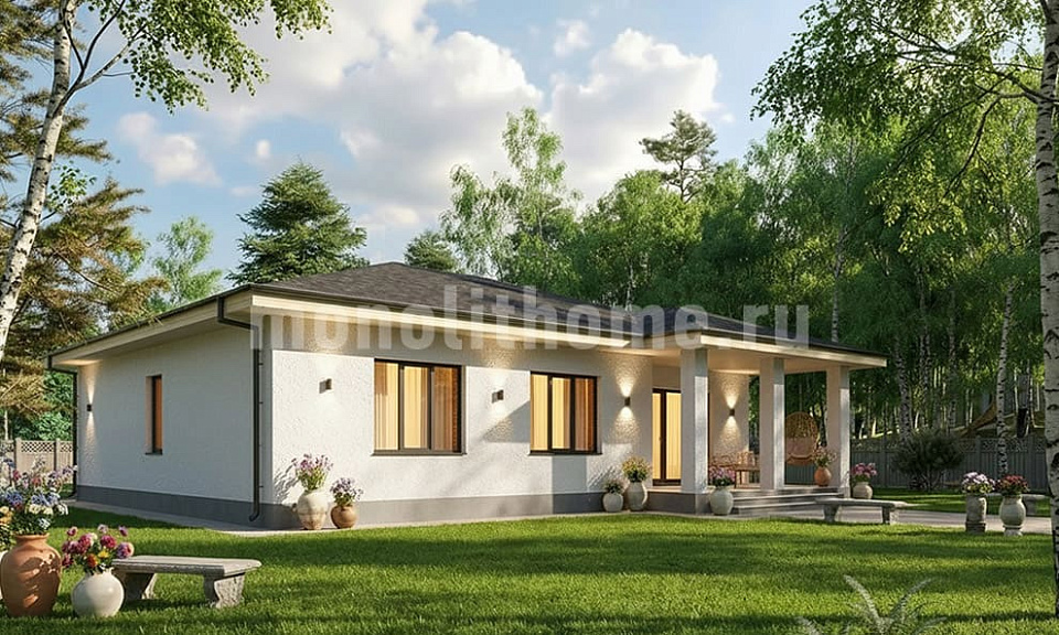 Дом из полистеролбетона Феникс 2 одноэтажный 14х14