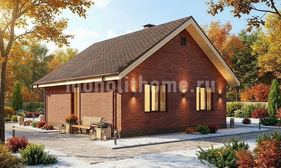 Дом из пеноблоков Аурис 2 одноэтажный 8x10