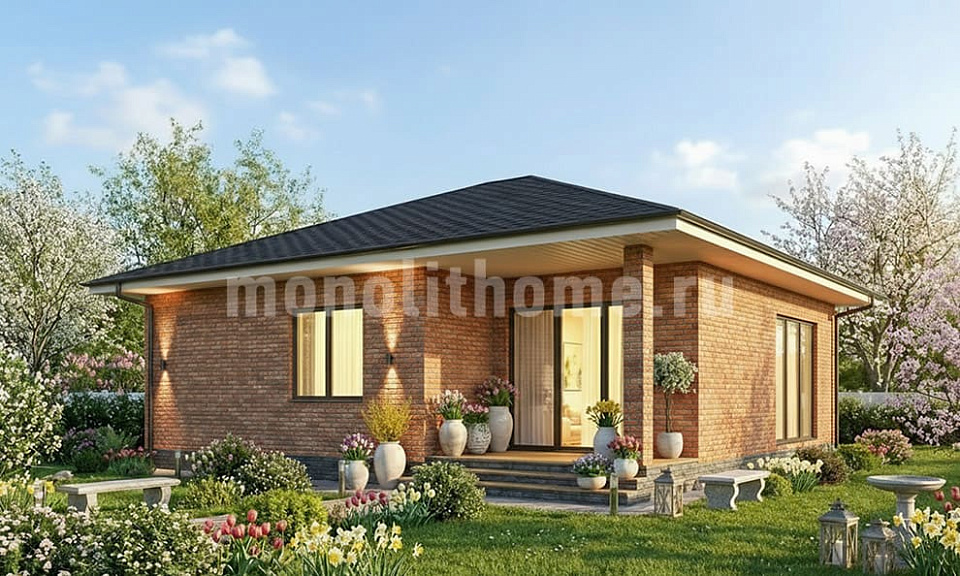 Дом из керамзитобетона Морвик 2 одноэтажный 14х14