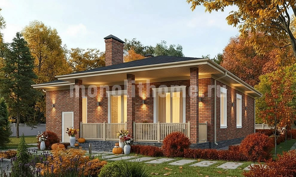 Дом из газосиликата Фелис 2 одноэтажный 14х14