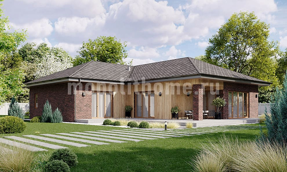 Дом из керамического кирпича Домус 2 одноэтажный 15х15