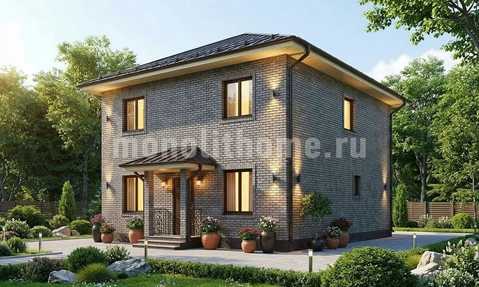 Дом из поризованного кирпича Симметрия 2 двухэтажный 9х9