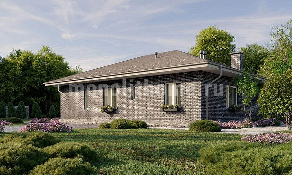 Дом из керамзитобетона Каспио 2 одноэтажный 12х12