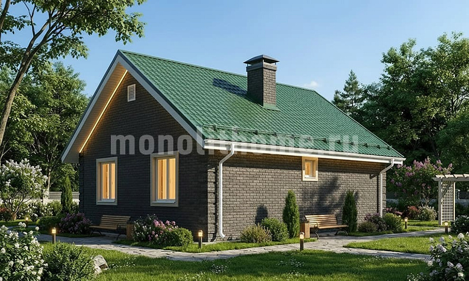 Дом из керамических блоков Астер 2 одноэтажный 8x11