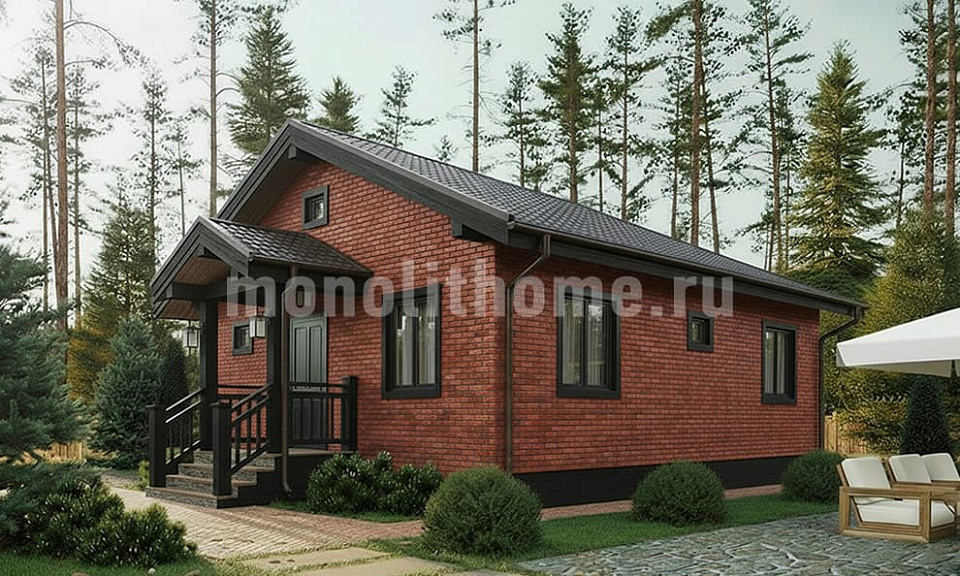 Дом из керамзитобетона Нерис 2 одноэтажный 7x12