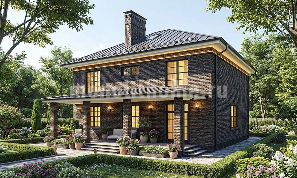 Дом из поризованного кирпича Скандик 2 двухэтажный 12х12