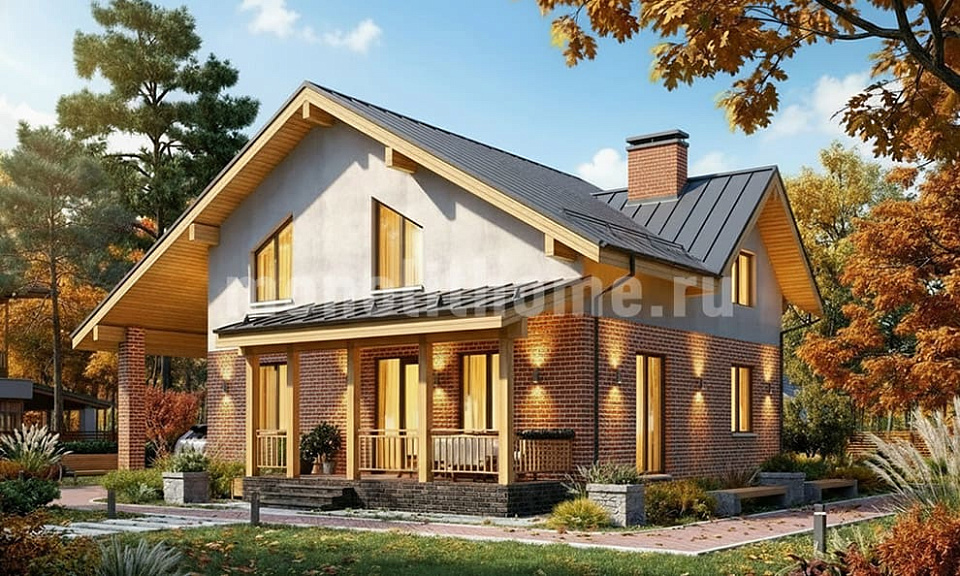 Дом из полистеролбетона Корвин 2 одноэтажный с мансардой 12х12