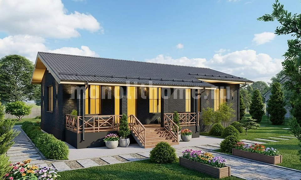 Дом из керамзитобетона Стонхилл 2 одноэтажный 8x11