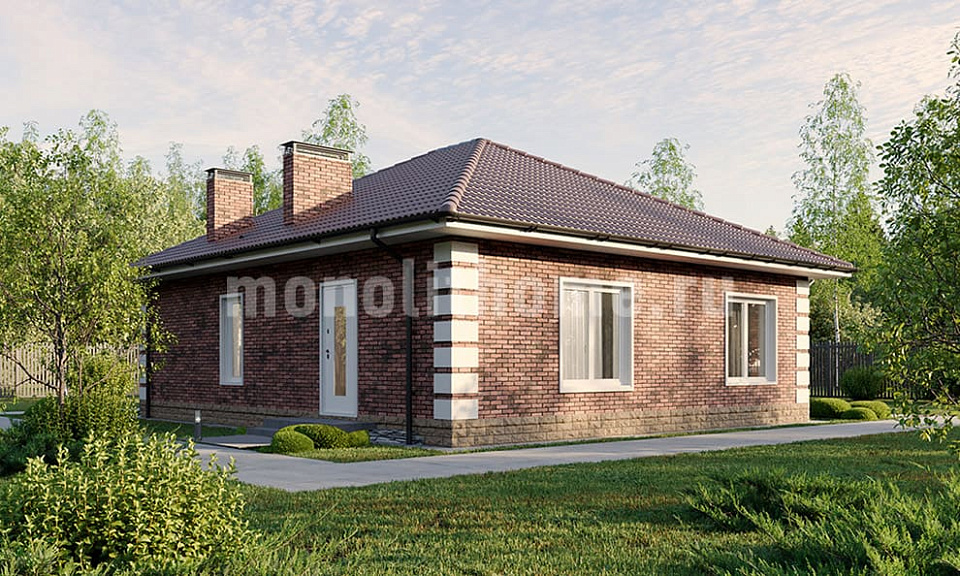 Дом из поризованного кирпича Камбрис 2 одноэтажный 9x12