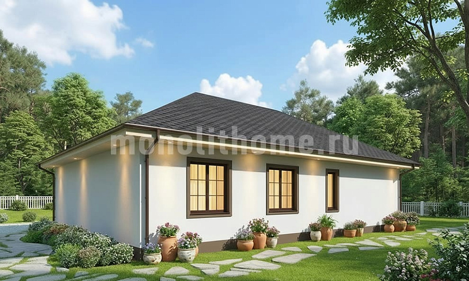 Дом из поризованного кирпича Мираль 2 одноэтажный 12х12