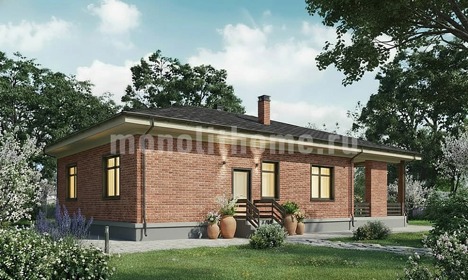 Дом из поризованного кирпича Мирадор 2 одноэтажный 13х13