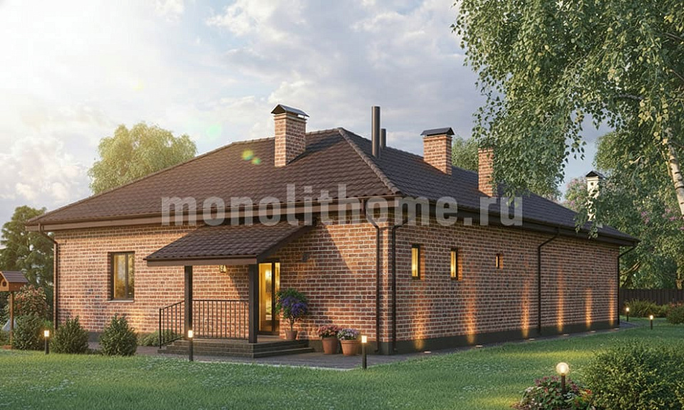 Дом из поризованного кирпича Сигма 2 одноэтажный 9x12