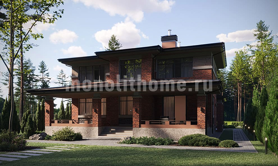 Дом из керамического кирпича Доминанта 2 двухэтажный 14х14