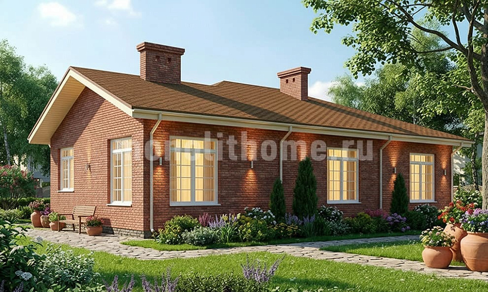 Дом из полистеролбетона Контур 2 одноэтажный 14х14