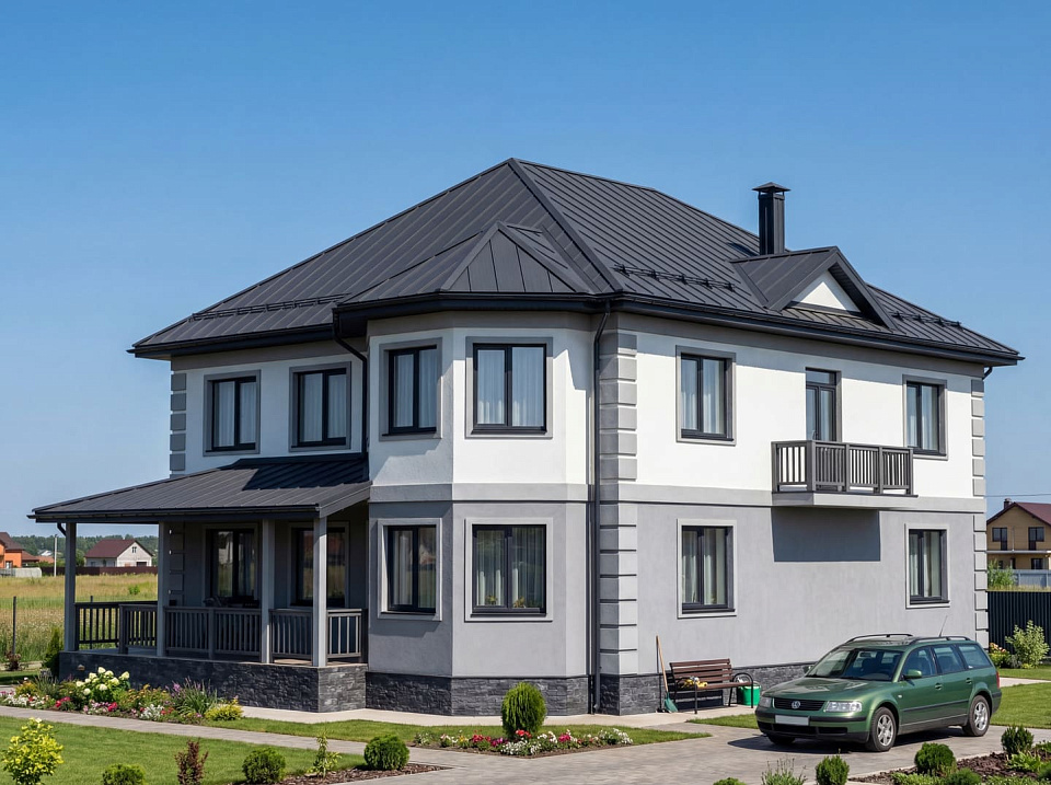 Дом из керамзитобетона Снегири 8 двухэтажный 14х14