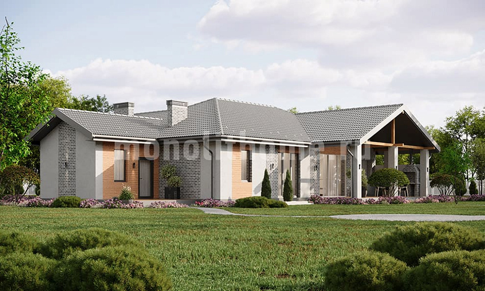 Дом из газосиликата Илирик 2 одноэтажный 15х15