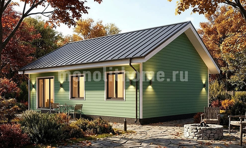 Дом из полистеролбетона Лиорен 2 одноэтажный 7x12