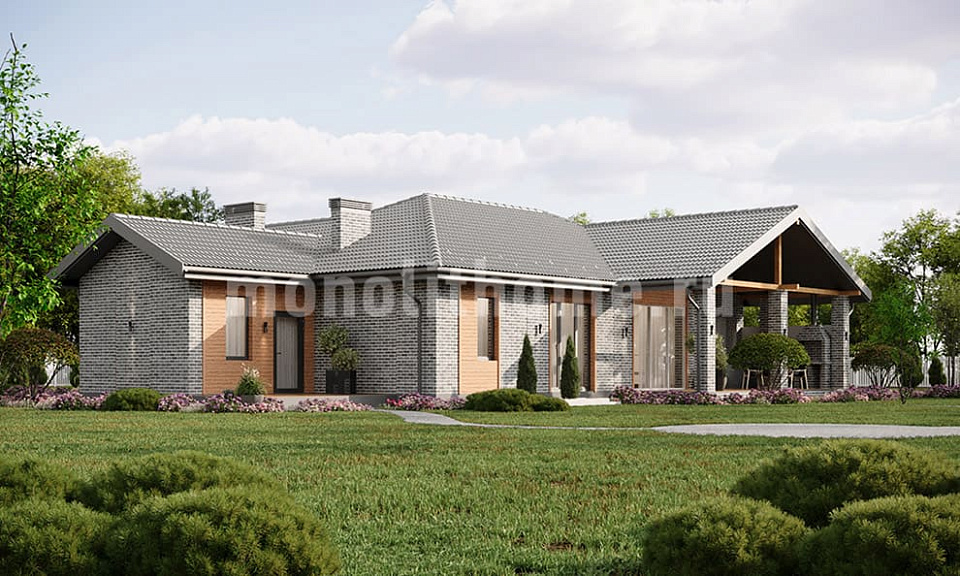 Дом из поризованного кирпича Каллен 2 одноэтажный 15х15