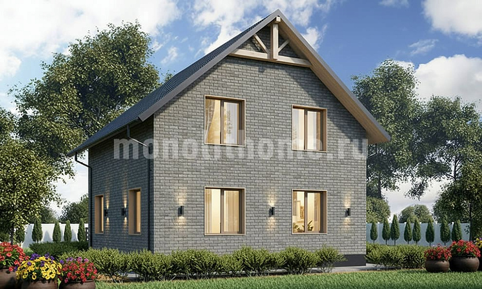 Дом  Меридиан 2 одноэтажный с мансардой 8x9